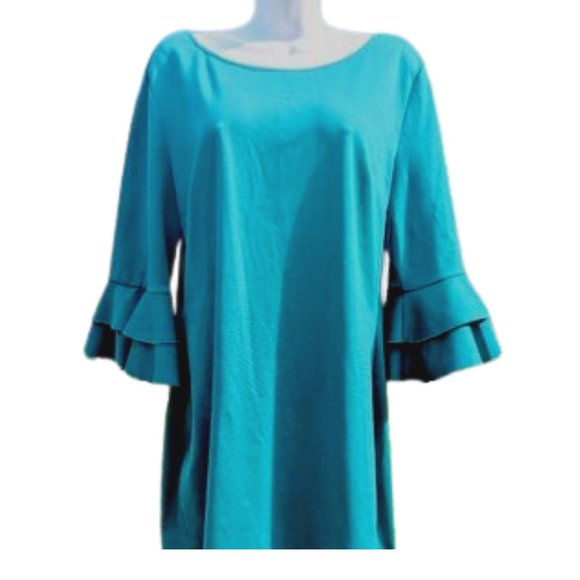 VfEmage Dresses & Skirts - Vefamage Green sheath dress ruffle sleeve Size 18